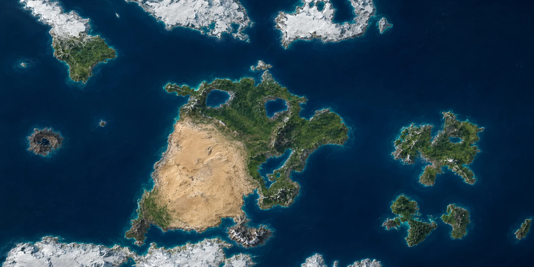 Satellite-style map of the world of Lotine